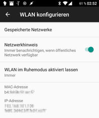 WLAN Konfiguration (Android 7)